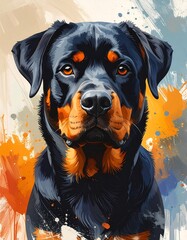 Digital portrait of a Rottweiler