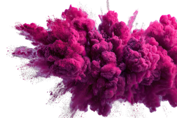 Vibrant magenta ink clouds explode on black