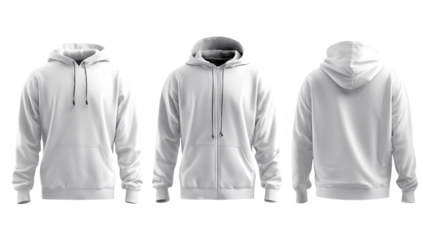 Three views of a plain white hoodie (14)