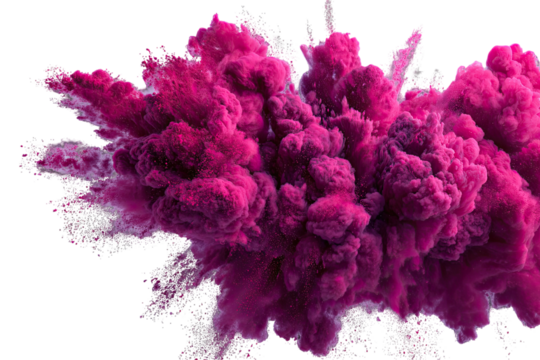 Vibrant magenta ink clouds explode on black