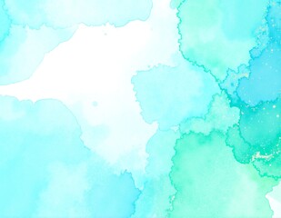 A vibrant watercolor background featuring a harmonious blend of soothing blue and lush green hues, creating a serene and artistic atmosphere.