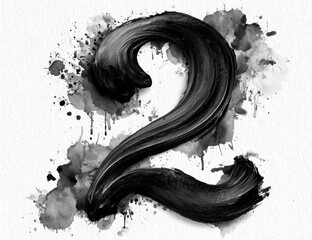 Black paint stroke number two, watercolor background