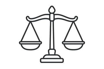 Scales of justice line icon. Law, legal system concept. Symbol of balance, equality, fairness, judgment. Court, lawyer, verdict sign. Vector outline illustration for design.