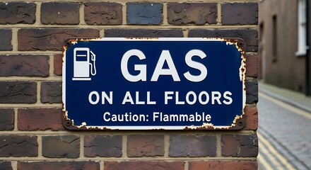 Obraz premium Vintage Gas Station Sign on Brick Wall.