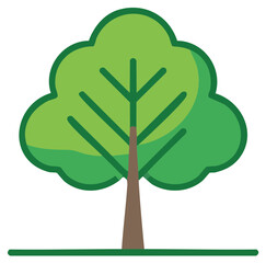 Stylized green tree with brown trunk and distinct leaf shape illustration