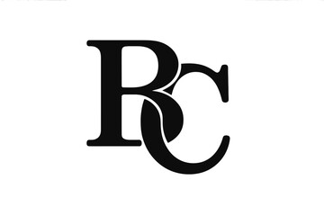 RC monogram logo design, letter R and C initial symbol. Elegant classic serif font for luxury brand identity. CR wedding emblem. Business typography vector icon on transparent background.