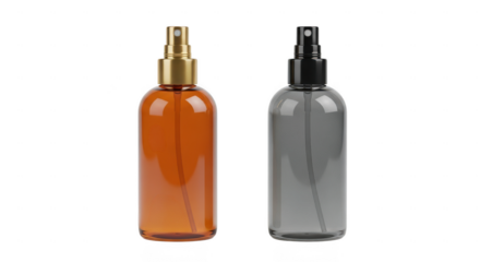 Two cosmetic spray bottles isolated on transparent background