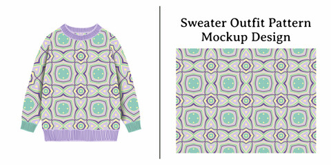 Geometric Patterned Sweater Design Mockup Showing a Textile Print Sample