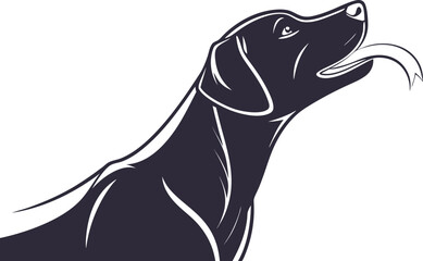 Sleek minimalist black labrador dog silhouette perfect for pet branding and advertising designs