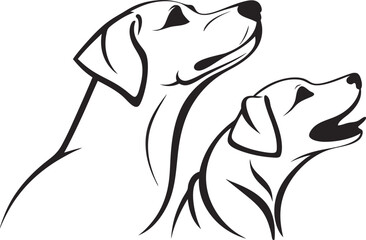 Elegant silhouette of two dogs looking upwards in a simple clean design