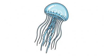 Explore the depths with this blue jellyfish illustration perfect for ocean themed designs and marine biology projects