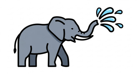 Cartoon elephant spraying water illustration vector drawing cute animal africa wildlife safari zoo clip art design