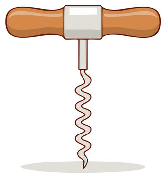 wooden handled corkscrew isolated on white clip art preview