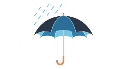 Blue umbrella under rain drops illustration vector graphic for weather forecast and protection from rainy day 100