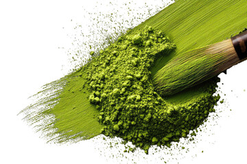 Green matcha powder, paintbrush stroke