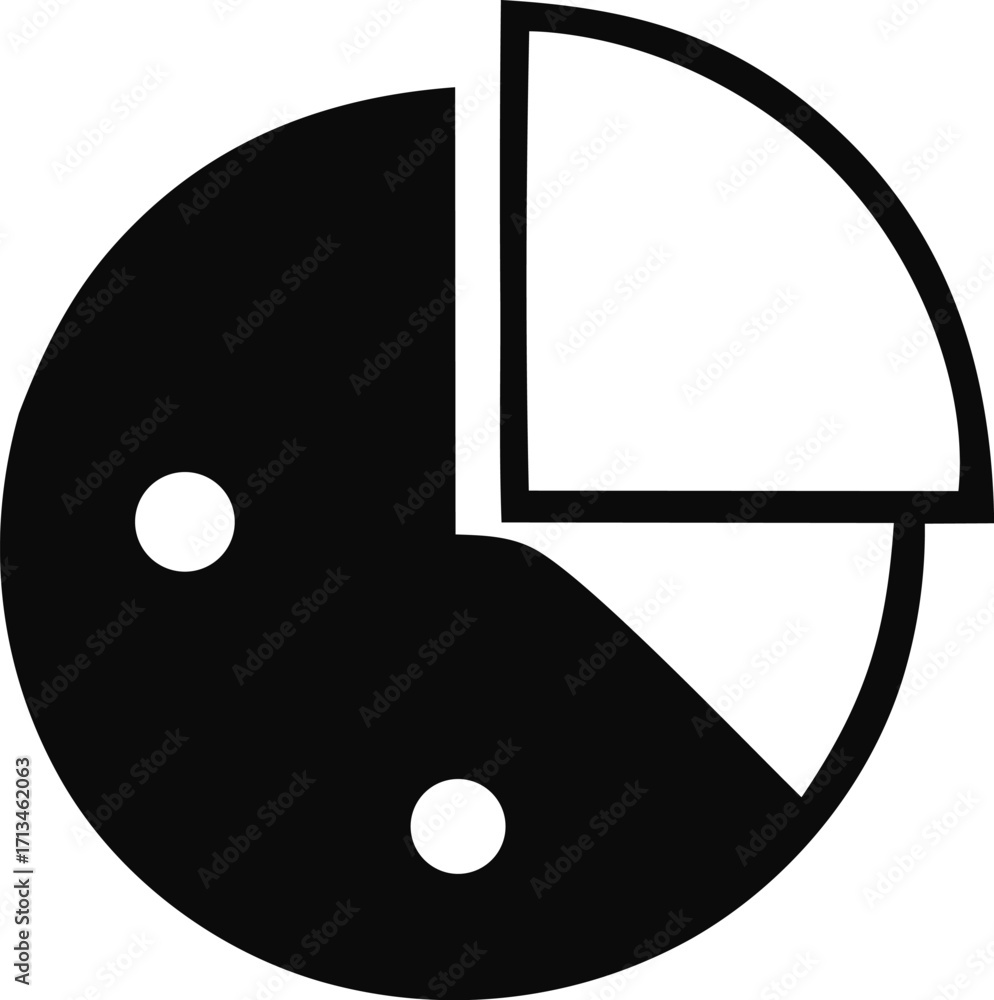 Poster Abstract yin yang pie chart symbol representing balance duality and data visualization concepts