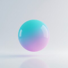 Floating Sphere with Gradient Color Light and Shadow on White Background