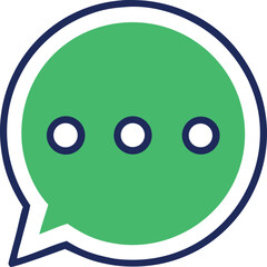 Green speech bubble icon with three dots indicating typing or waiting for message chat communication concept
