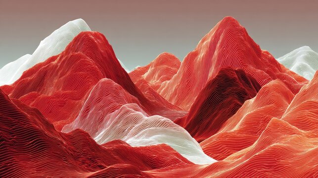 Red and white digital mountains