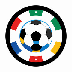 Soccer Ball with Ring of International Flags Vector Illustration