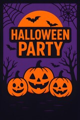 Bold Halloween Party Poster Design &ndash; Modern Flat Vector Art