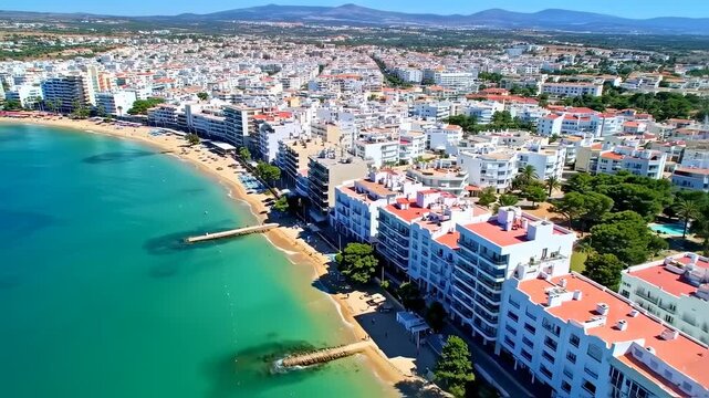 Coastal Cityscape of Platja d'Aro Spain: Aerial view of mediterranean beauty and charm