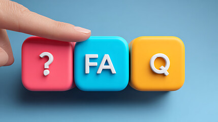 Brightly Colored Blocks With Letters and Symbols, Illustrating Frequently Asked Questions Concept