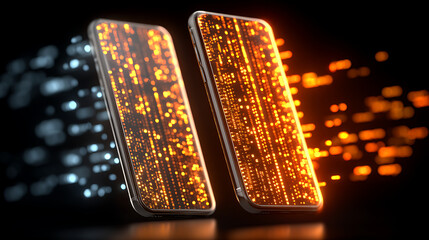 Bright Digital Patterns Shine on Smartphones Showing Modern Technology in Vibrant Colors