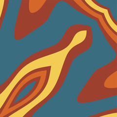 Obraz premium Abstract organic shapes create a retro pattern with earthy tones reminiscent of the 1970s era.