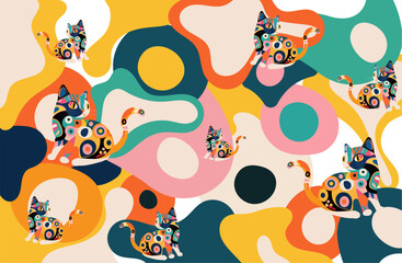 Color Design wallpaper, background  and Cat Pattern Designs Vectors