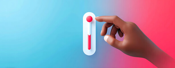 Hand Adjusting a Slider for Temperature Control on a Modern Interface