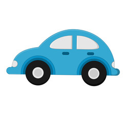 Cute Cartoon Blue Car Illustration