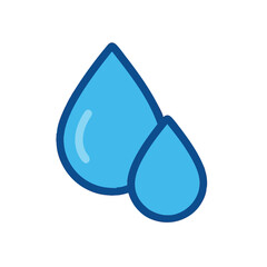 Two Blue Water Drops Icon Illustration.