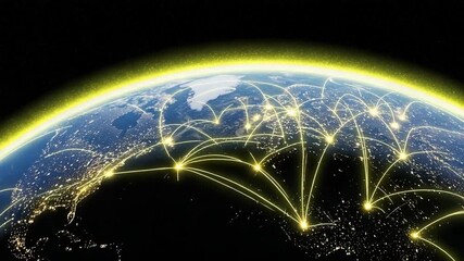 Global Network Connections Illuminated at Night - Powered by Adobe