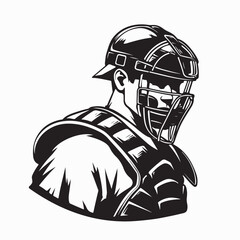Baseball Catcher Position Vector Graphic Design on white background