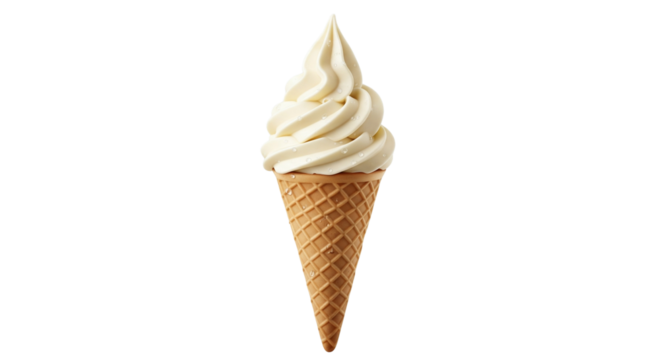 Soft Serve Ice Cream Cone, isolated on transparent background
