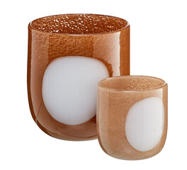 Two orange cylindrical glasses cut out isolated transparent background