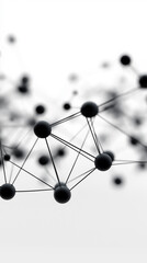 Abstract network of connected black spheres on white background. 
