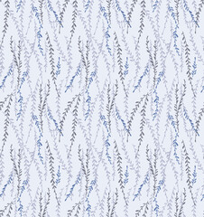 Japanese Leaf Swirl Branch Vector Seamless Pattern