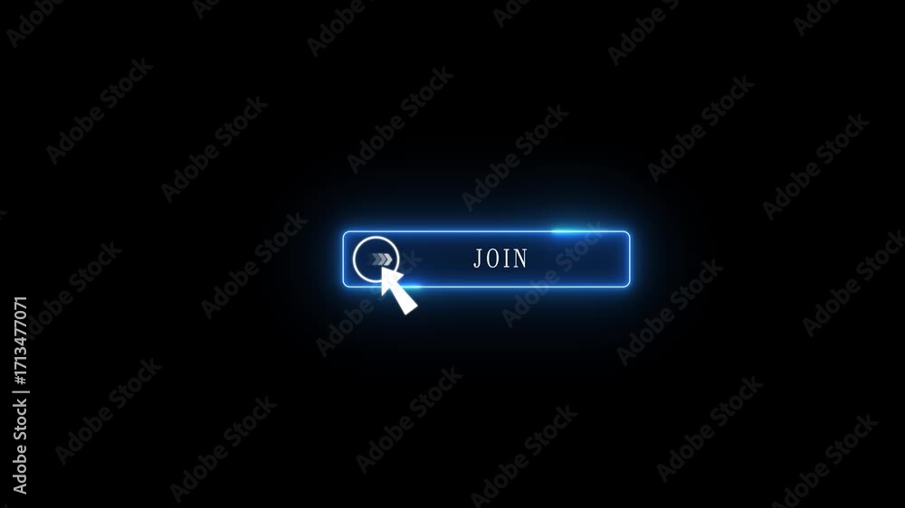 Fototapete glowing neon red color white text cursor animation pointing towards join button in looping with tran
