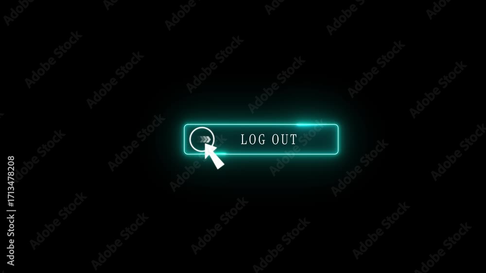Fototapete glowing neon blue color white text cursor animation. design is log out . towards download button in 