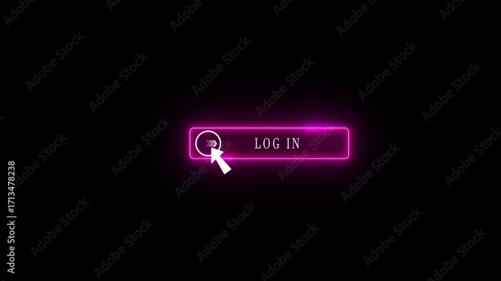 Fototapete glowing neon green color white text cursor animation. design is login button vector sign, towards do