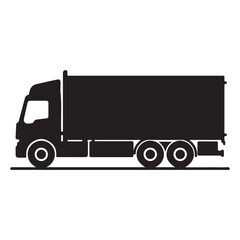 Silhouette of Delivery Truck with Large Cargo Container Illustrating Transportation Logistics and Freight Services Business Vector Illustration