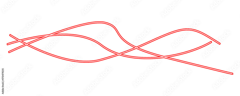 Poster continuous wavy neon light design isolated on transparent background.