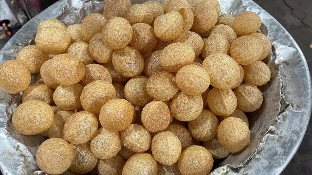 Special fried Puchka sold in a shop in Kolkata 
