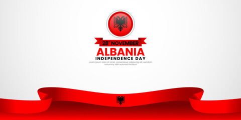 Albania independence day banner background 28 november design element with waving ribbon flag