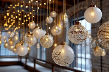 Frosted glass ornaments and hanging lights