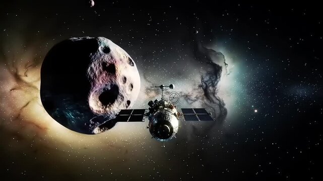 Spacecraft exploring asteroid