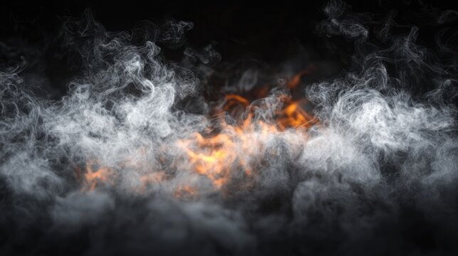 A fiery inferno with dense smoke and flames engulfing the scene.