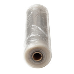 Roll of plastic wrap is shown on top view on transparent background